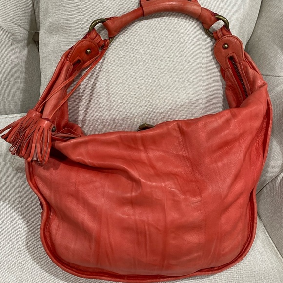 MARC JACOBS RED VINTAGE LEATHER SHOULDER BAG 👛 MADE IN ITALY 16” by 12” by 3” - Picture 3 of 16